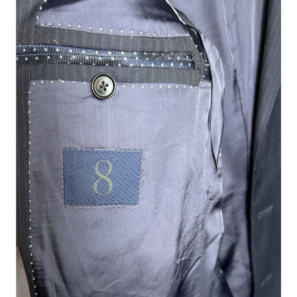 Men's M.J. Bale Navy Blue Wool 2-Button Double Vented Blazer Jacket Size 38 - Picture 11 of 13